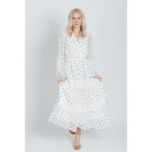 White and Black Embroidered Maxi Dress